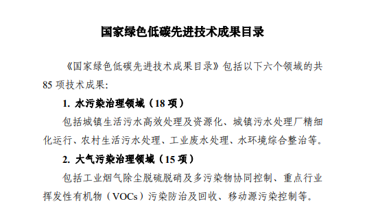 《国家绿色低碳先进技术成果目录》之环境监测篇