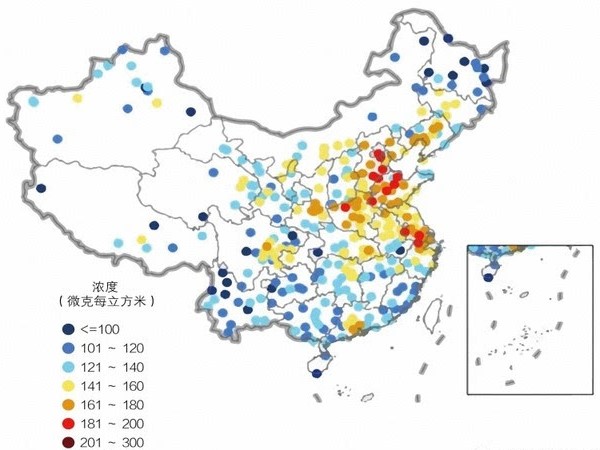全国臭氧污染分布图
